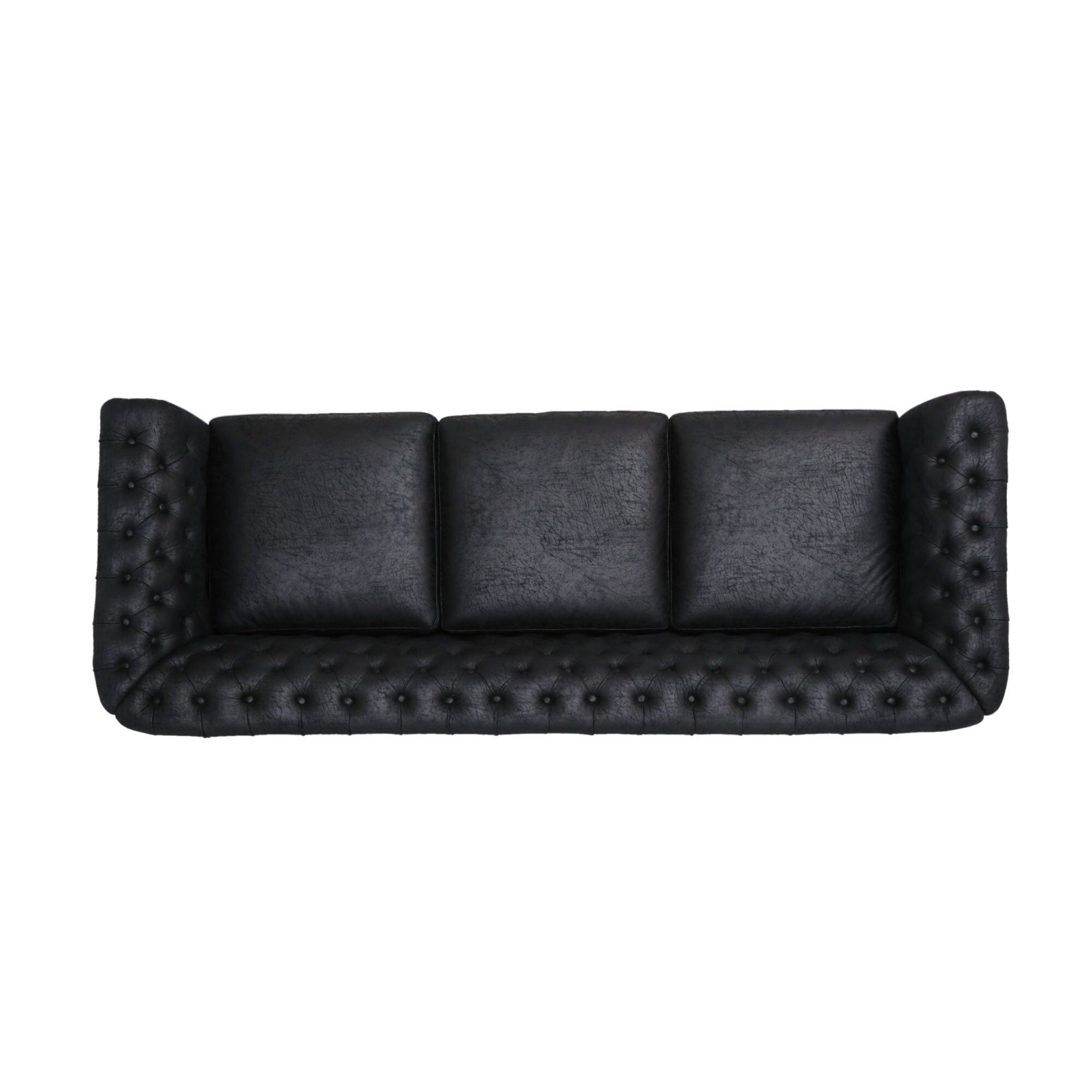 Canapé Chesterfield noir capitonné 3 places avec clous décoratifs