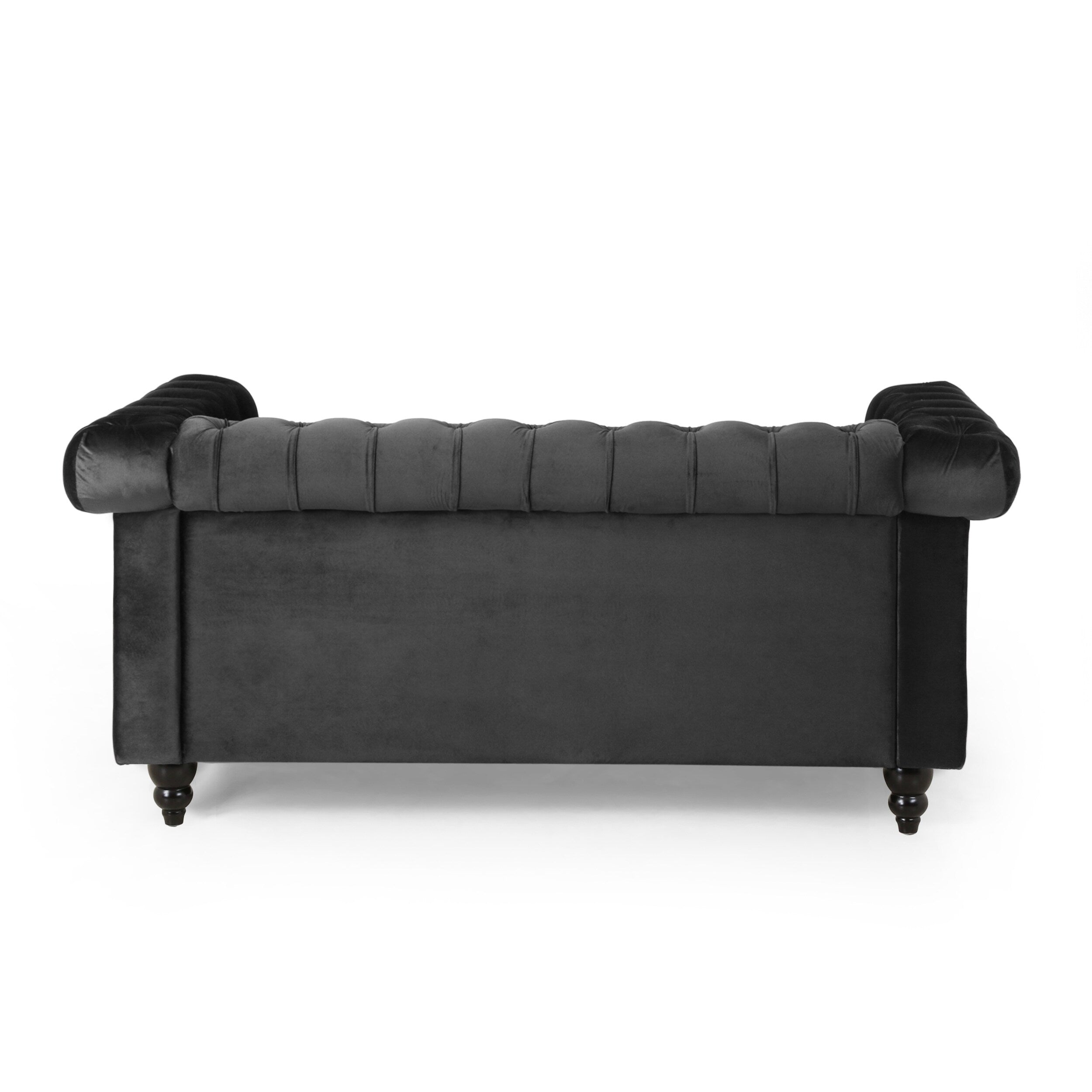 Canapé Chesterfield noir capitonné à boutons avec têtes de clous