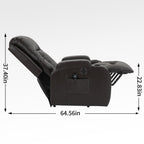 Fauteuil inclinable électrique noir pour personnes âgées avec massage par vibrations, chauffage lombaire, port USB et porte-gobelets