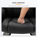 Fauteuil inclinable manuel pivotant à 360° en similicuir noir avec repose-pieds, 10 points de massage par vibration et poche latérale
