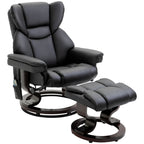Fauteuil inclinable manuel pivotant à 360° en similicuir noir avec repose-pieds, 10 points de massage par vibration et poche latérale