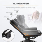 Fauteuil inclinable manuel pivotant à 360° en similicuir noir avec repose-pieds, 10 points de massage par vibration et poche latérale