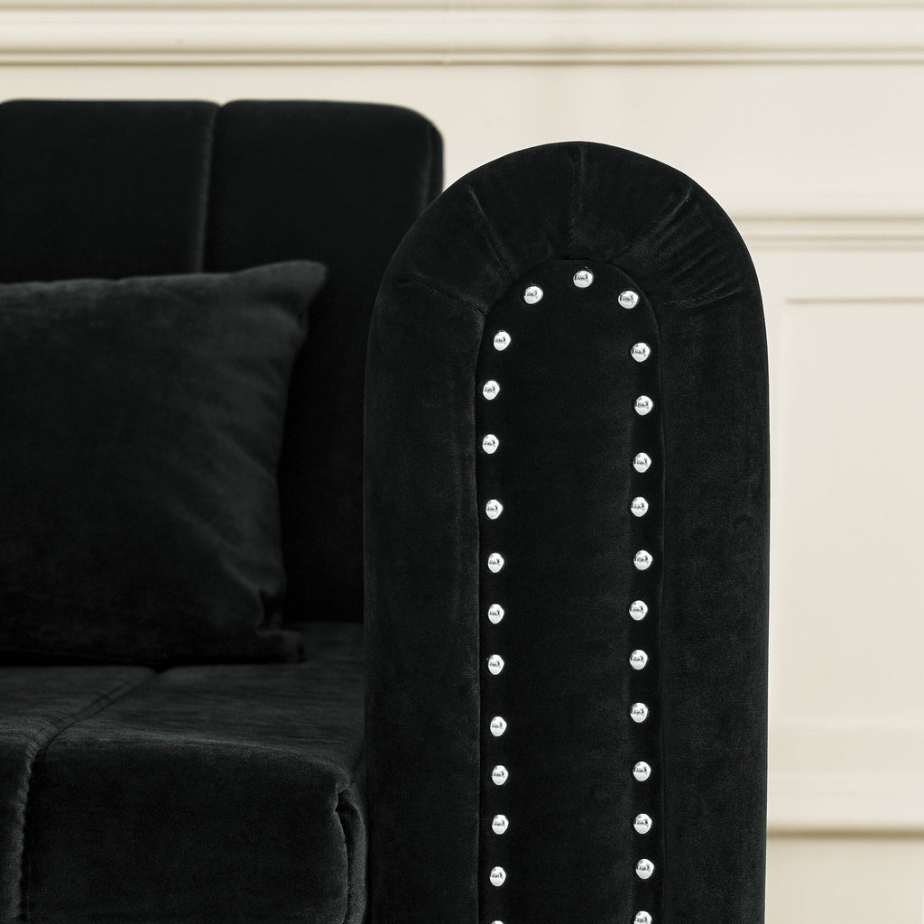 Canapé-lit gigogne 3 places en mousse noire avec tiroirs