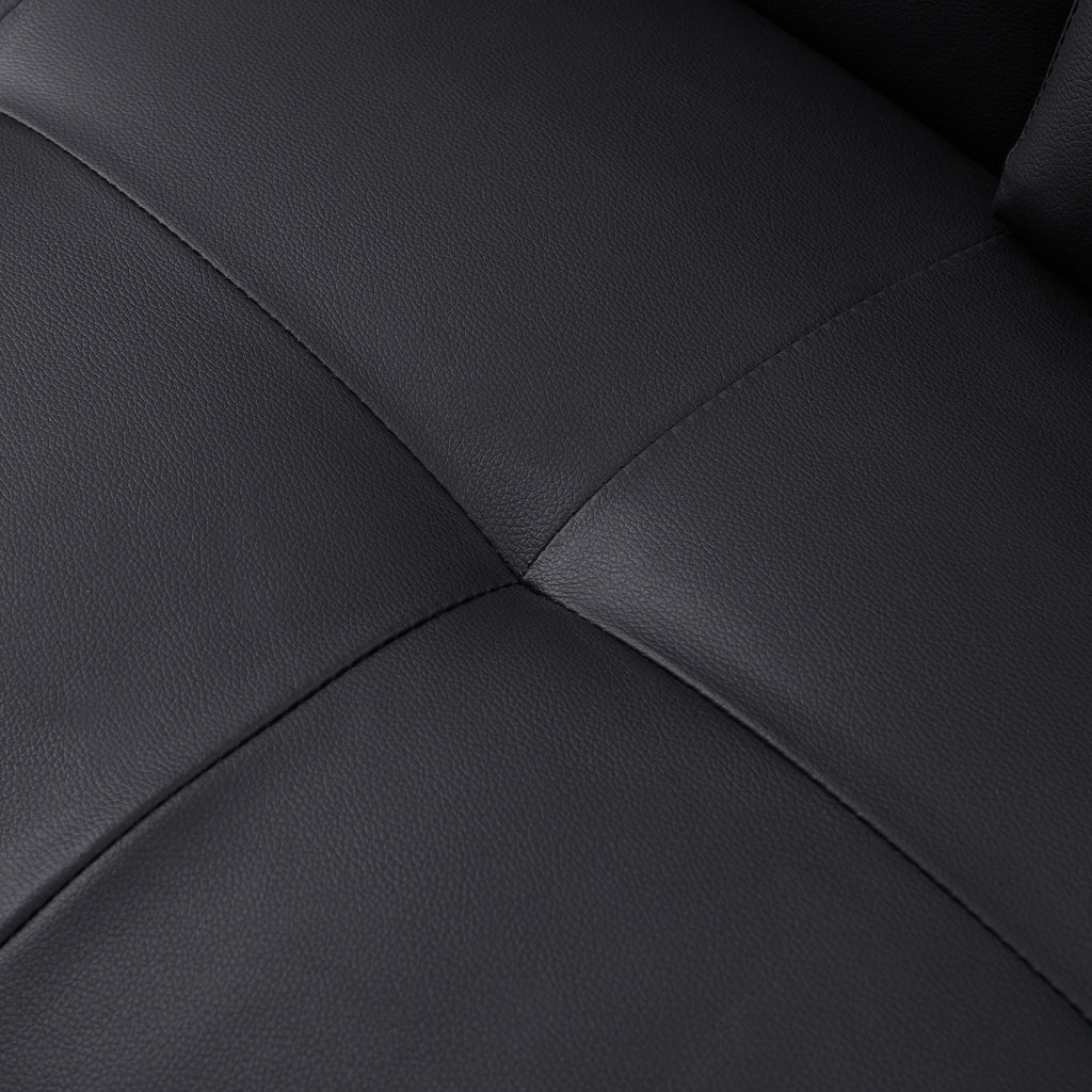 Canapé-lit pliant noir avec pieds en métal et porte-gobelet