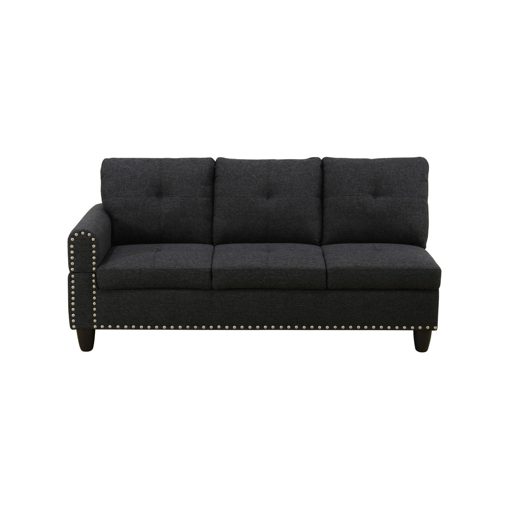 Ensemble de salon 3 pièces en lin noir et gris