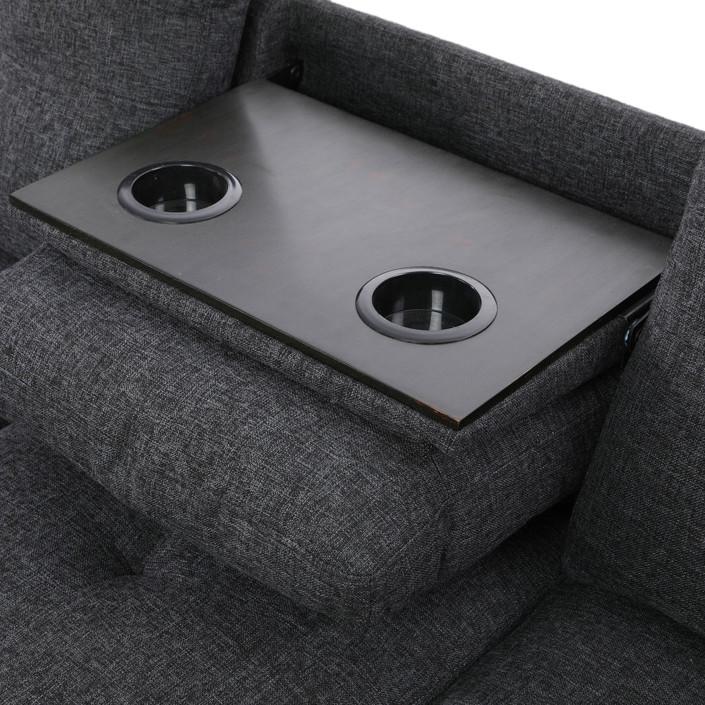 Ensemble de salon 3 pièces en lin noir et gris