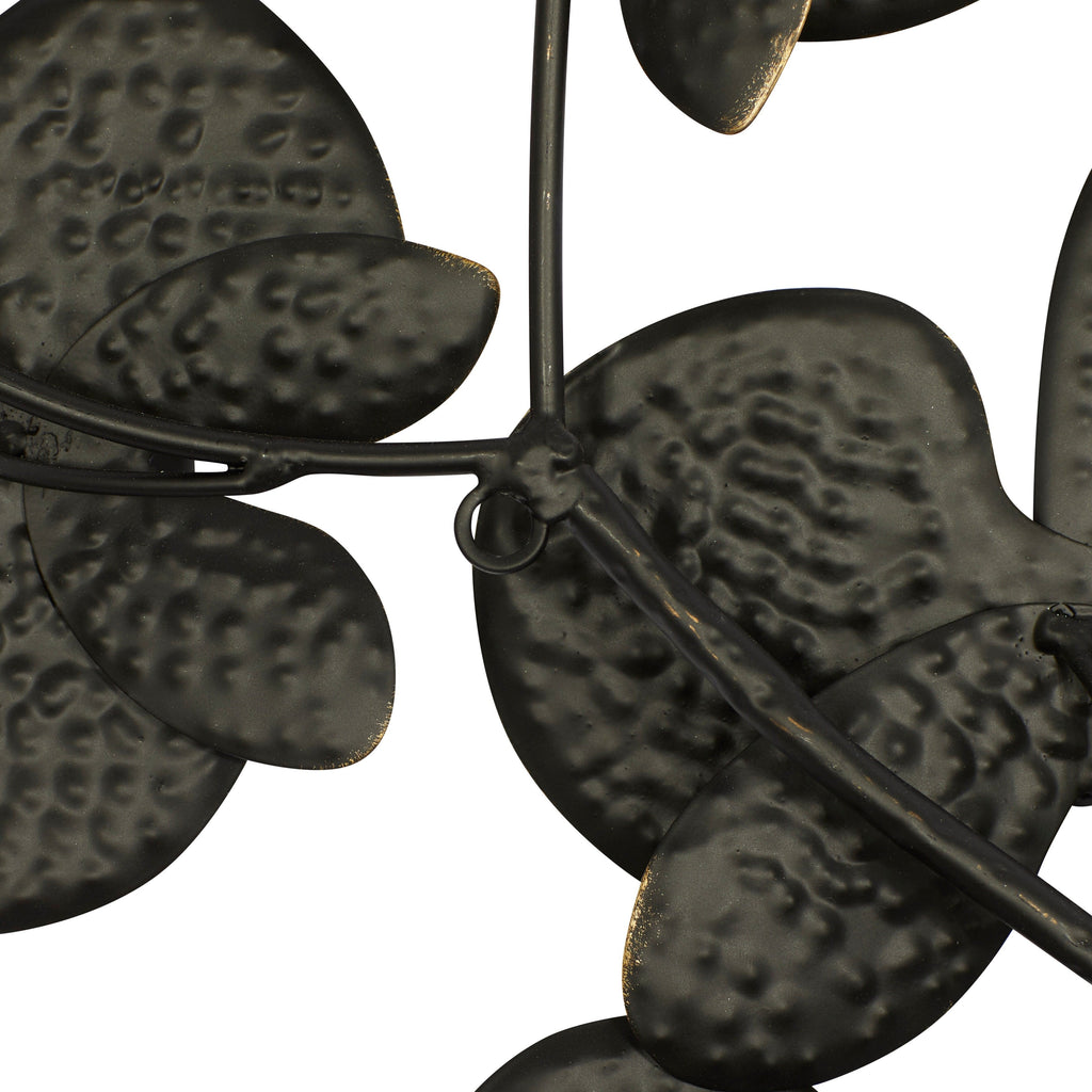 Décoration murale contemporaine en fer noir 46 x 31 x 3