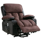 Fauteuil de massage releveur électrique noir de grande taille pour personnes âgées, avec fonctions de chauffage et de vibration, cuir synthétique, port USB, réglable