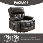Fauteuil de massage électrique noir de grande taille pour personnes âgées, chauffant, vibrant, revêtement en similicuir, port USB, réglages réglables