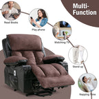 Fauteuil de massage électrique noir de grande taille pour personnes âgées, chauffant, vibrant, revêtement en similicuir, port USB, réglages réglables