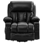 Fauteuil de massage électrique noir de grande taille avec chauffage et vibrations, revêtement en cuir synthétique, port USB et fonctions réglables