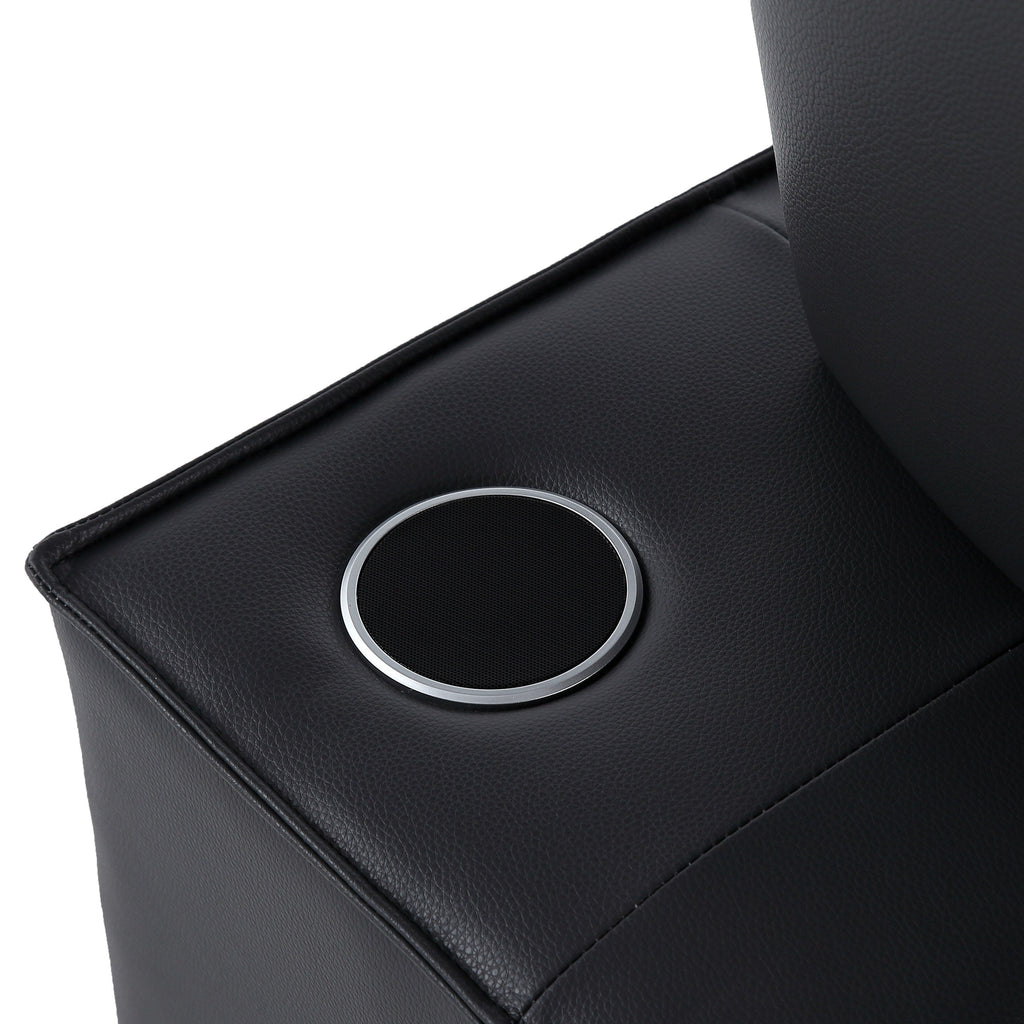 Canapé-lit en cuir noir avec haut-parleur Bluetooth et ports USB