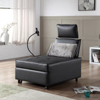 Canapé-lit en cuir noir avec haut-parleur Bluetooth et ports USB