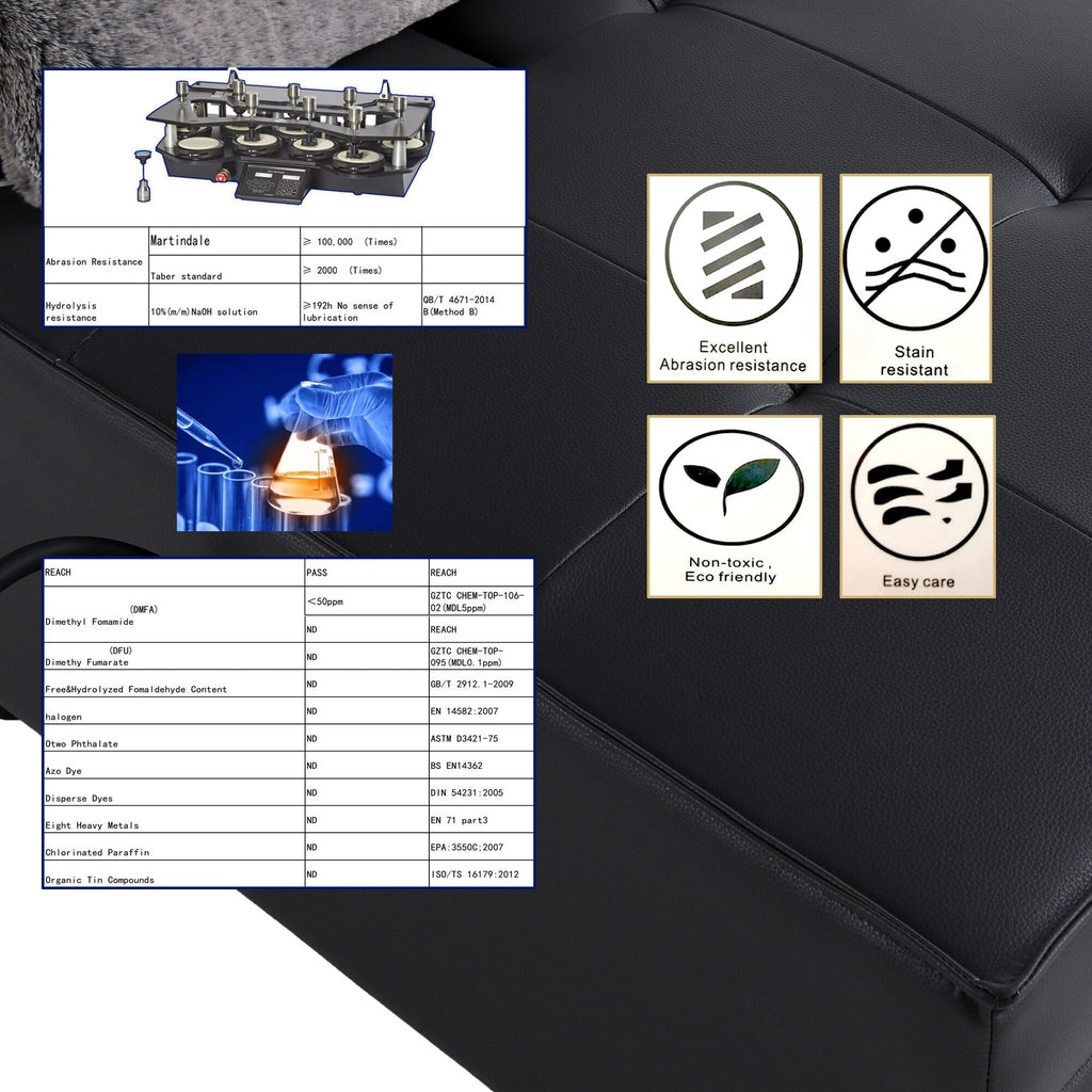 Canapé-lit en cuir noir avec haut-parleur Bluetooth et ports USB