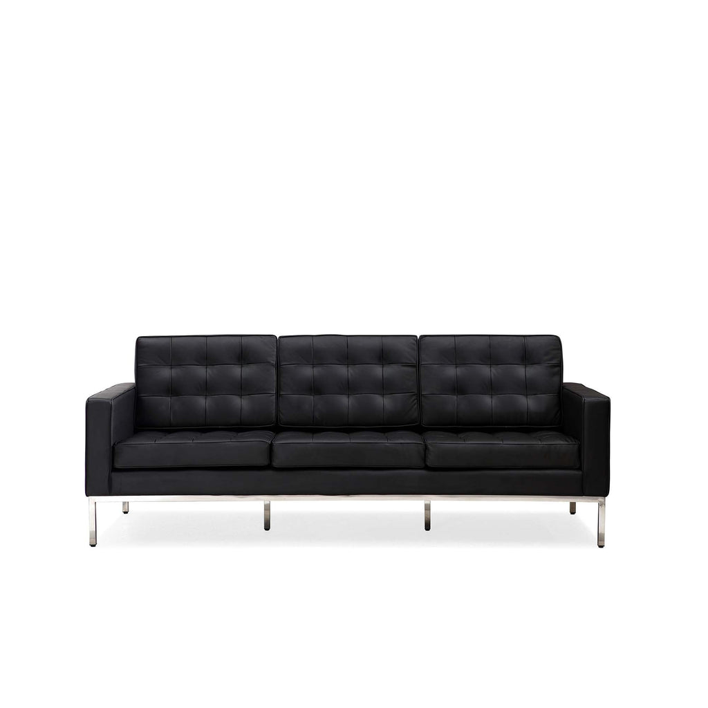Canapé multiplaces Florence 33''-83'' de largeur en similicuir noir avec clous