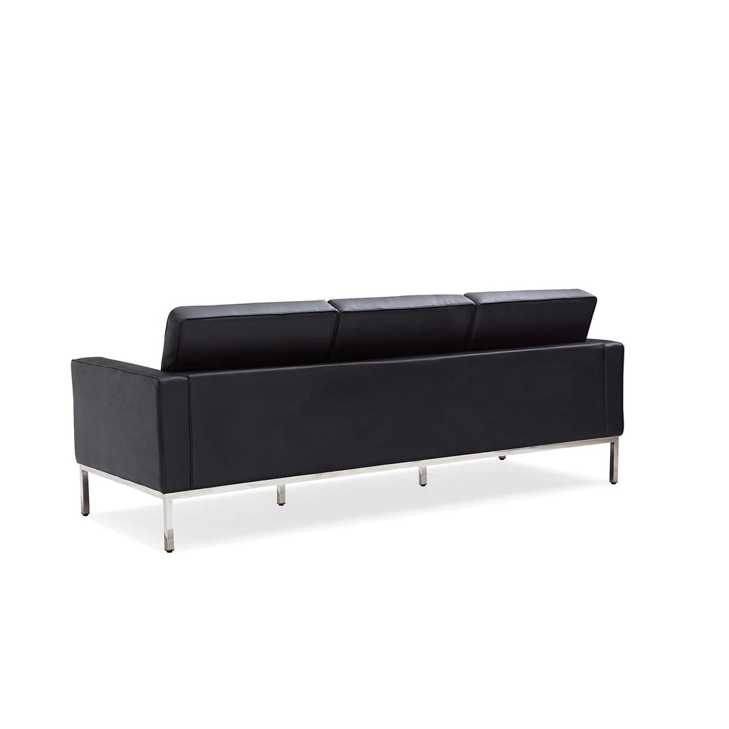 Canapé multiplaces Florence 33''-83'' de largeur en similicuir noir avec clous