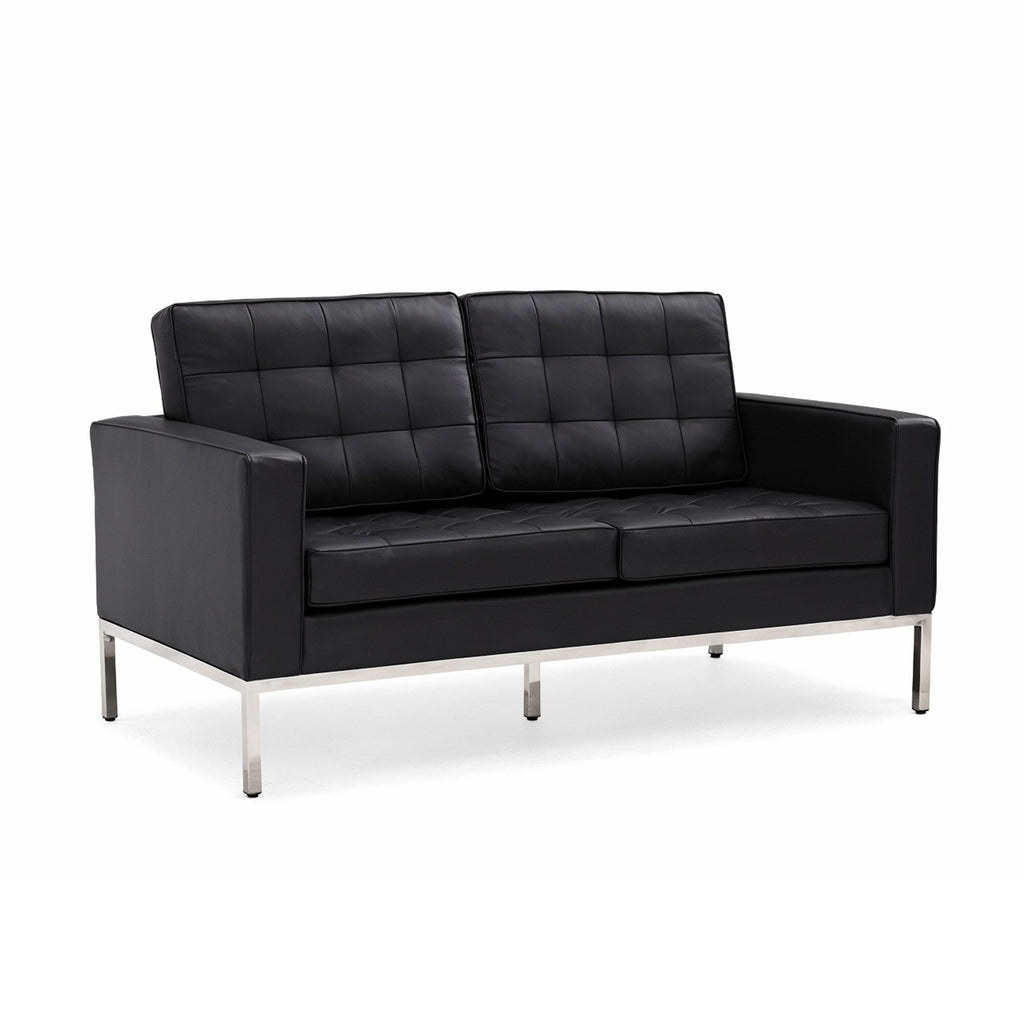 Canapé multiplaces Florence 33''-83'' de largeur en similicuir noir avec clous