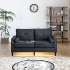 Canapé causeuse en lin noir avec lumières LED et ports USB