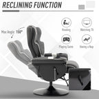 Fauteuil inclinable manuel pivotant en lin noir avec repose-pieds et deux porte-gobelets pour salon