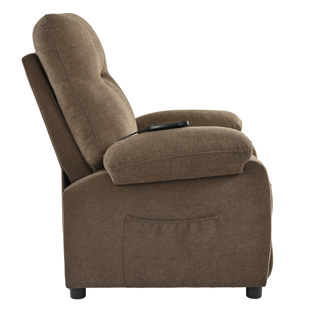 Fauteuil inclinable manuel noir avec massage et chauffage, revêtement en tissu robuste, design portable pour le salon