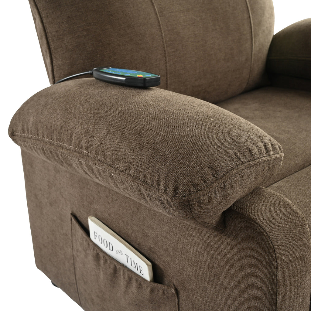 Fauteuil inclinable manuel noir avec massage et chauffage, revêtement en tissu robuste, design portable pour le salon