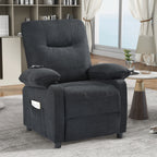 Fauteuil inclinable manuel noir avec massage et chauffage, revêtement en tissu robuste, design portable pour le salon