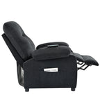Fauteuil inclinable manuel noir avec massage et chauffage, revêtement en tissu robuste, design portable pour le salon