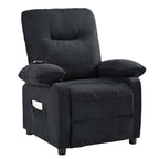 Fauteuil inclinable manuel noir avec massage et chauffage, structure robuste en bois massif, tissu confortable