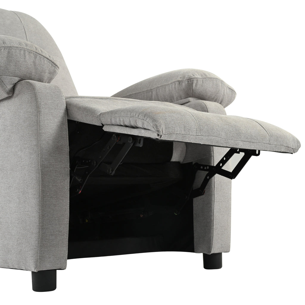 Fauteuil inclinable manuel noir avec massage et chauffage, structure robuste en bois massif, tissu confortable