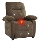 Fauteuil inclinable manuel noir avec massage et chauffage, structure robuste en bois massif, tissu confortable