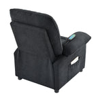 Fauteuil inclinable manuel noir avec massage et chauffage, structure robuste en bois massif, tissu confortable