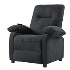 Fauteuil inclinable manuel noir avec massage et chauffage, structure robuste en bois massif, tissu confortable