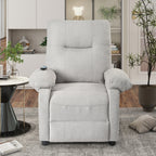 Fauteuil inclinable manuel noir avec massage et chauffage, structure robuste en bois massif, tissu confortable