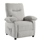 Fauteuil inclinable manuel noir avec massage et chauffage, structure robuste en bois massif et revêtement en tissu confortable
