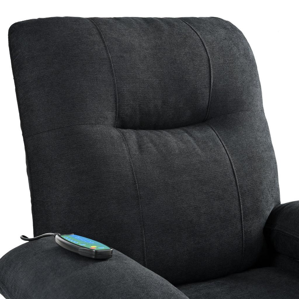 Fauteuil inclinable manuel noir avec massage, chauffage et design portable