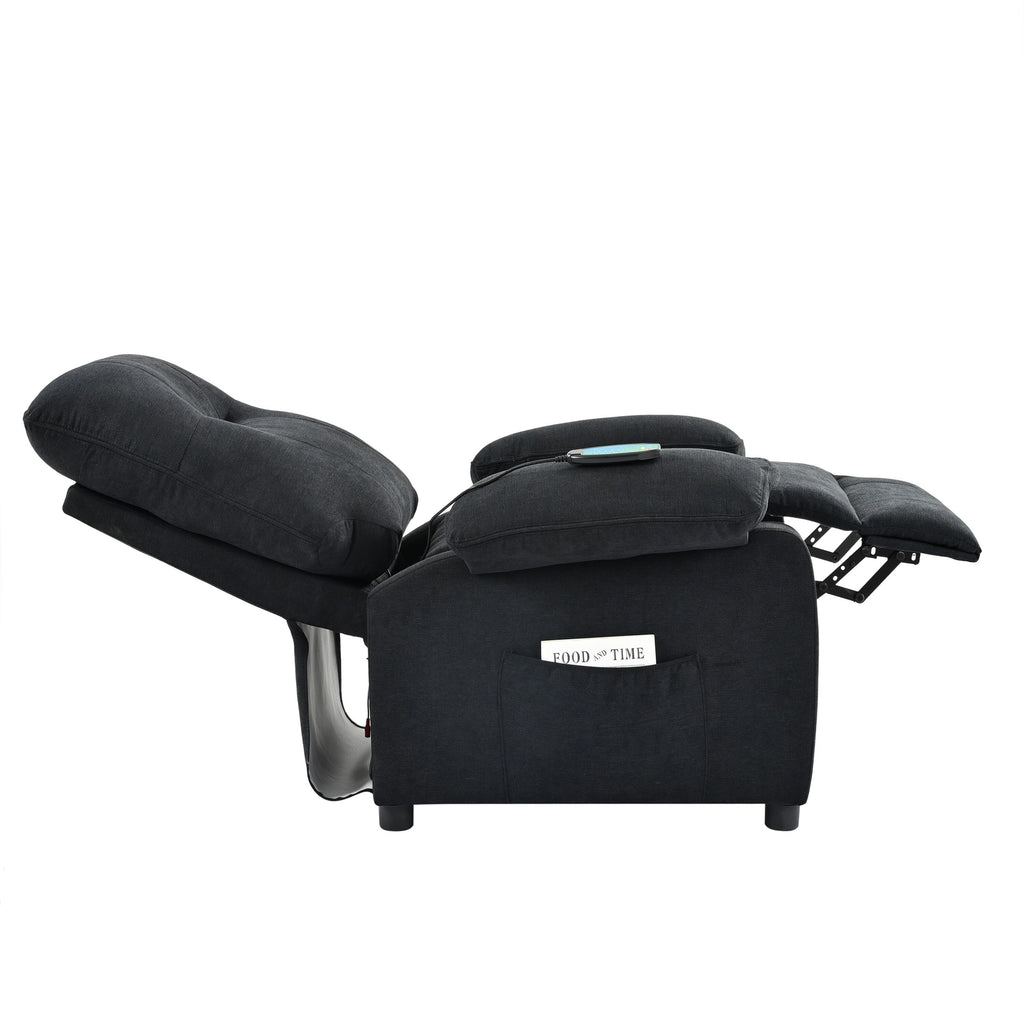 Fauteuil inclinable manuel noir avec massage, chauffage et design portable