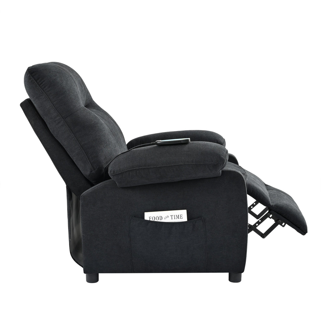 Fauteuil inclinable manuel noir avec massage, chauffage et design portable