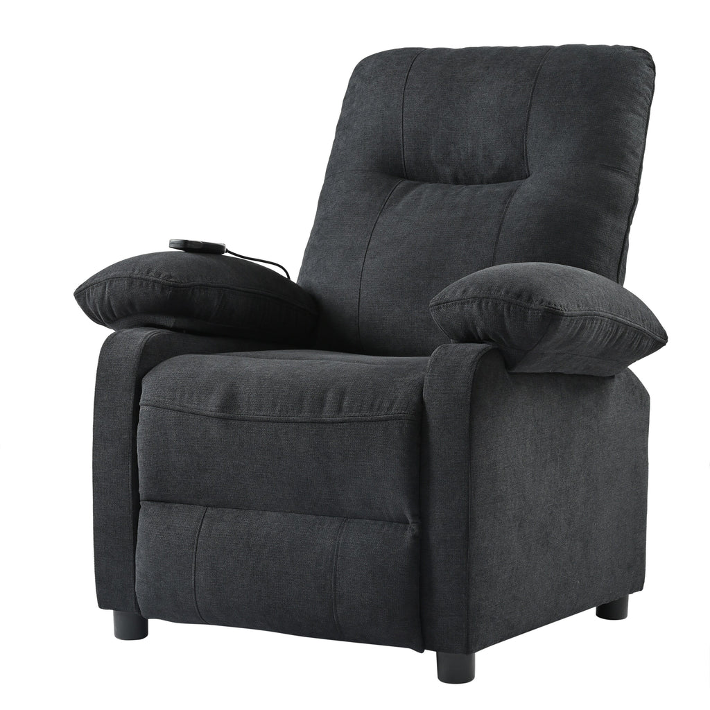 Fauteuil inclinable manuel noir avec massage, chauffage et design portable