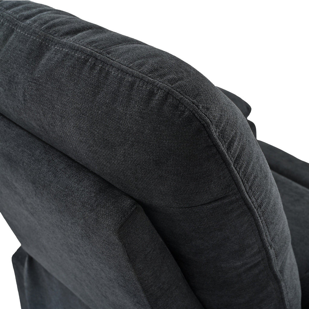 Fauteuil inclinable manuel noir avec massage, chauffage, revêtement en tissu robuste et design portable pour le salon