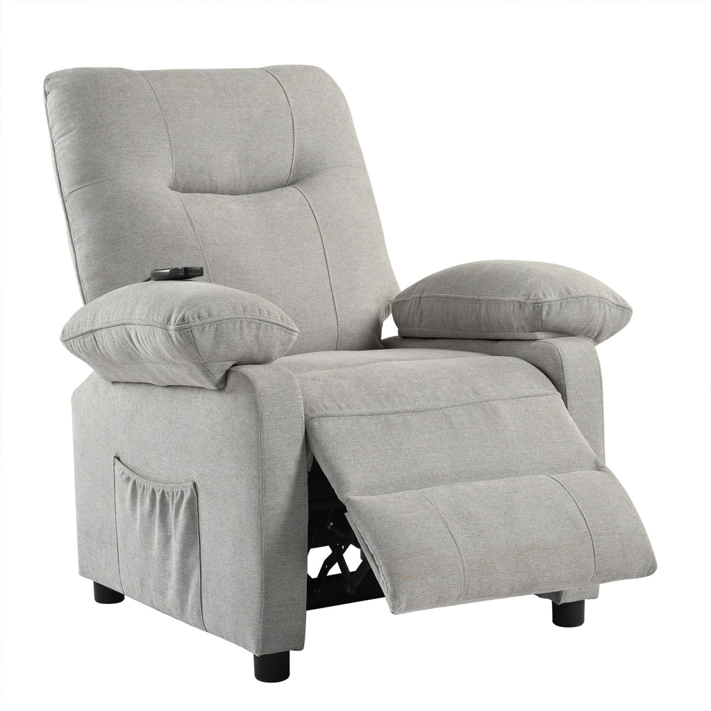Fauteuil inclinable manuel noir avec massage, chauffage et cadre en bois massif