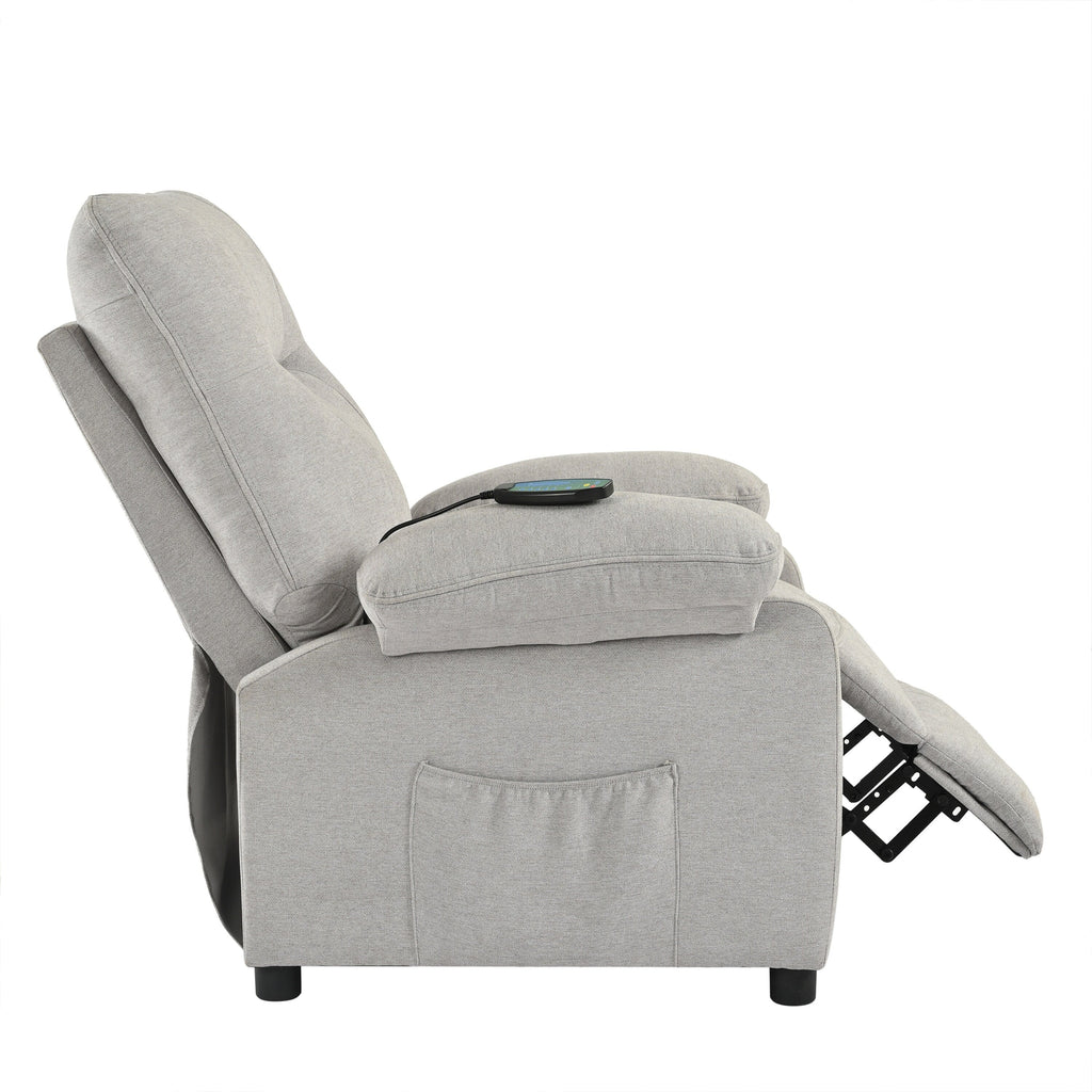 Fauteuil inclinable manuel noir avec massage, chauffage et cadre en bois massif