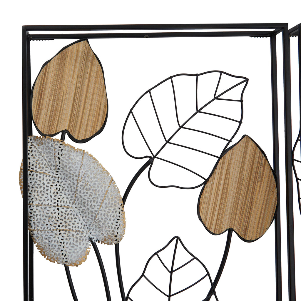 Décoration murale en métal noir avec cadre noir (lot de 2)