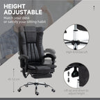 Fauteuil de bureau inclinable pivotant à 360° en microfibre noire avec massage par vibration, chauffage, repose-pieds et hauteur réglable