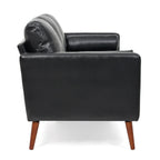 Canapé 3 places noir Mid Century Modern 76,7 PU avec structure en bois de fer pour le salon