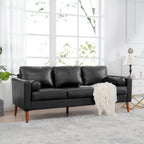 Canapé 3 places noir Mid Century Modern 76,7 PU avec structure en bois de fer pour le salon