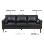 Canapé 3 places noir Mid Century Modern 76,7 PU avec structure en bois de fer pour le salon