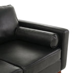 Canapé 3 places noir Mid Century Modern 76,7 PU avec structure en bois de fer pour le salon