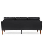 Canapé 3 places noir Mid Century Modern 76,7 PU avec structure en bois de fer pour le salon