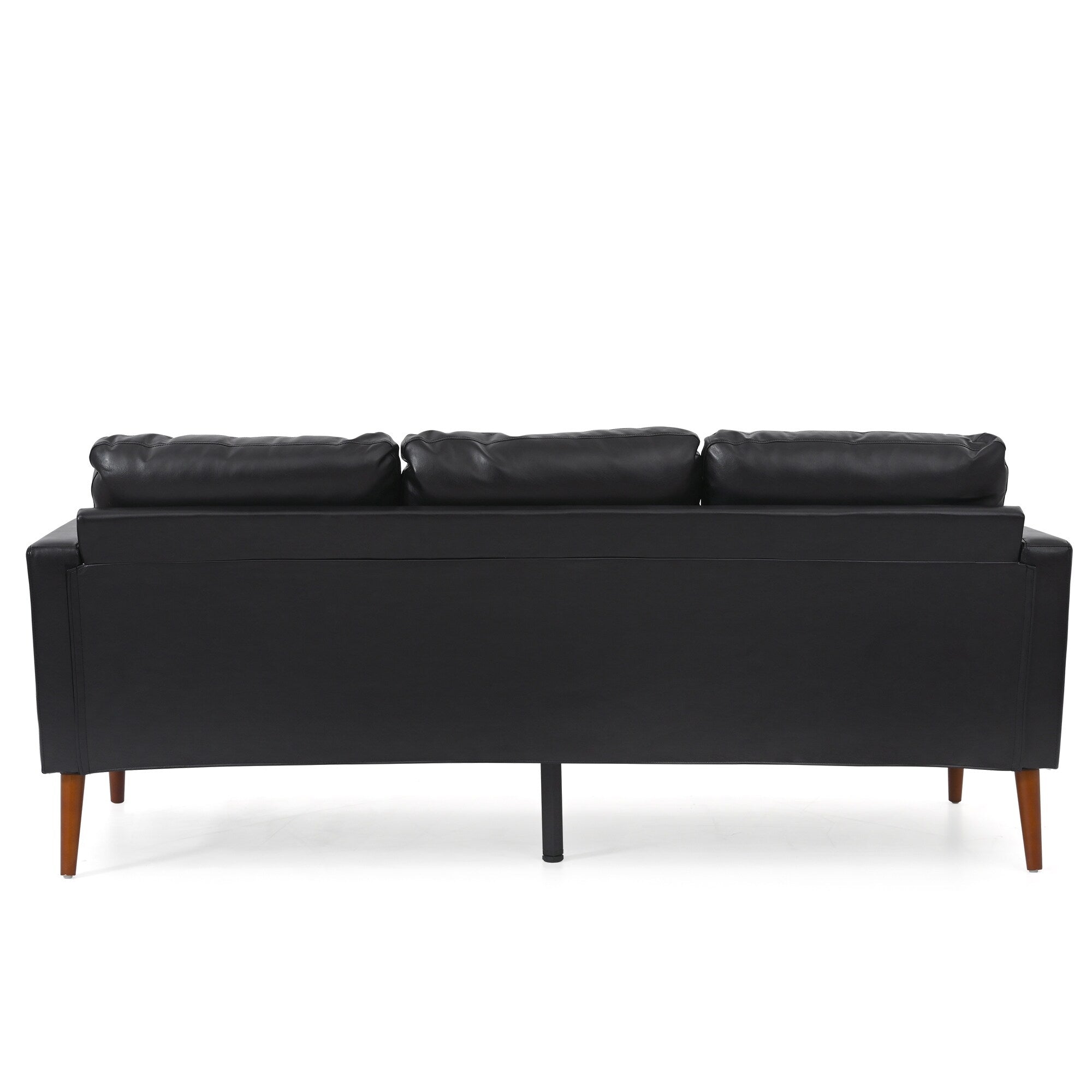 Canapé 3 places noir Mid Century Modern 76,7 PU avec structure en bois de fer pour le salon