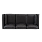 Canapé 3 places noir Mid Century Modern 76,7 PU avec structure en bois de fer pour le salon